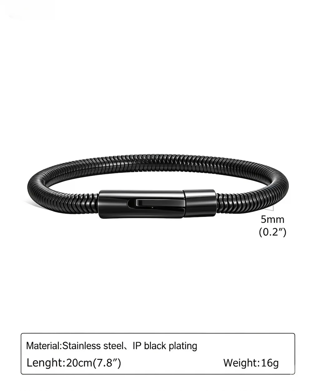 Imperial Link Stainless Steel Buckle Bracelet in Black